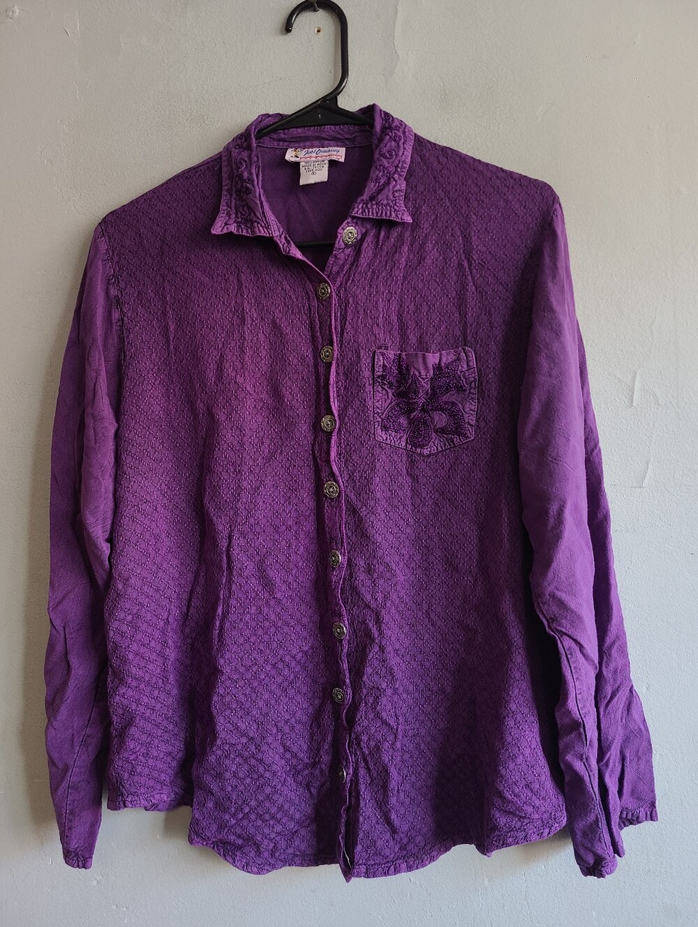 Women's medium/large purple long sleeve shirt textured soft flowy made in India